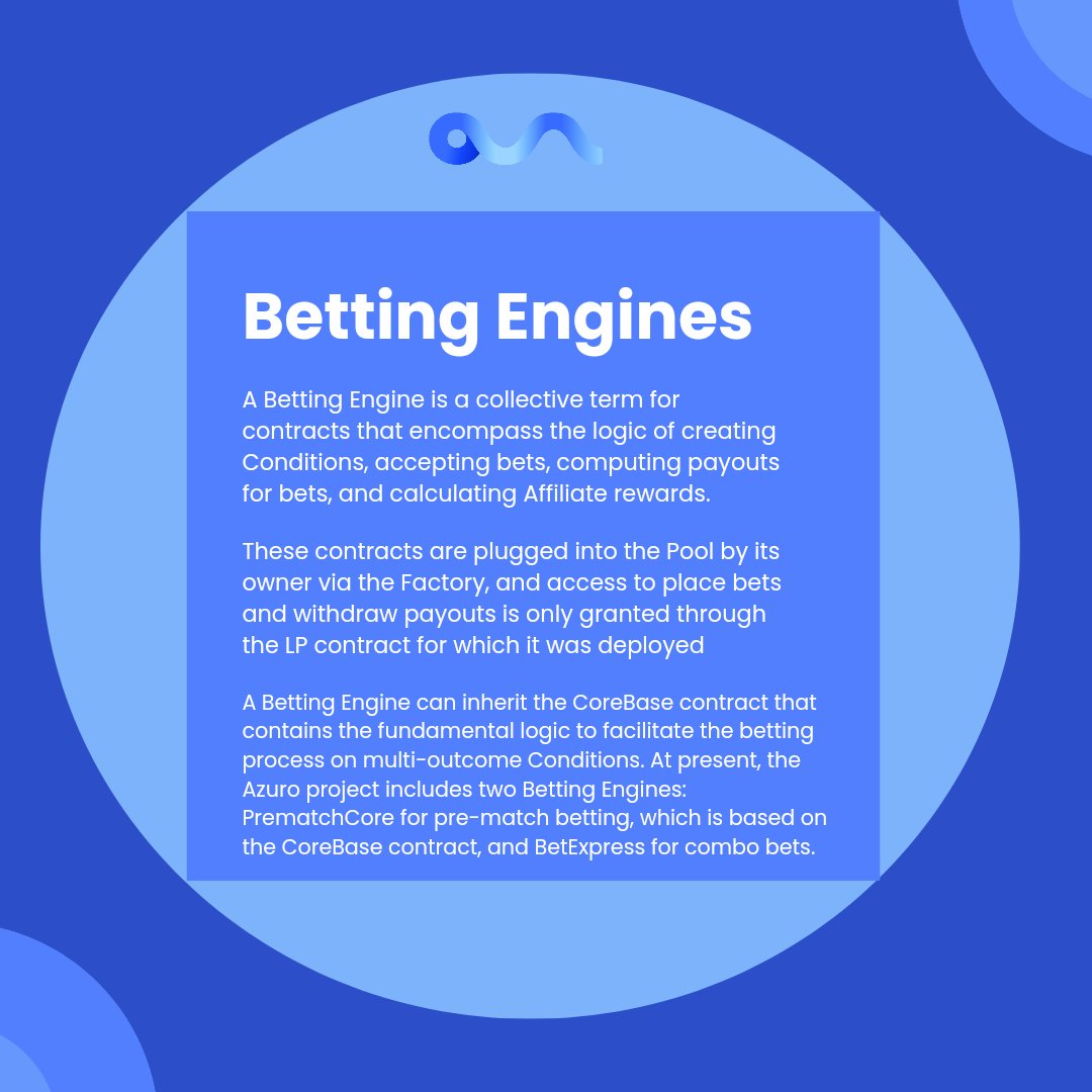 _Miki777's tweet photo. Yo🤞 @azuroprotocol includes two Betting Engines: PrematchCore (https://t.co/vhepL6LTEw) for pre-match betting, which is based on the CoreBase contract, and BetExpress (https://t.co/JUokwyPL14) for combo bets🔥..

#Azuro #crypto #betting #azuroprotocol https://t.co/VUa9q2qsV9