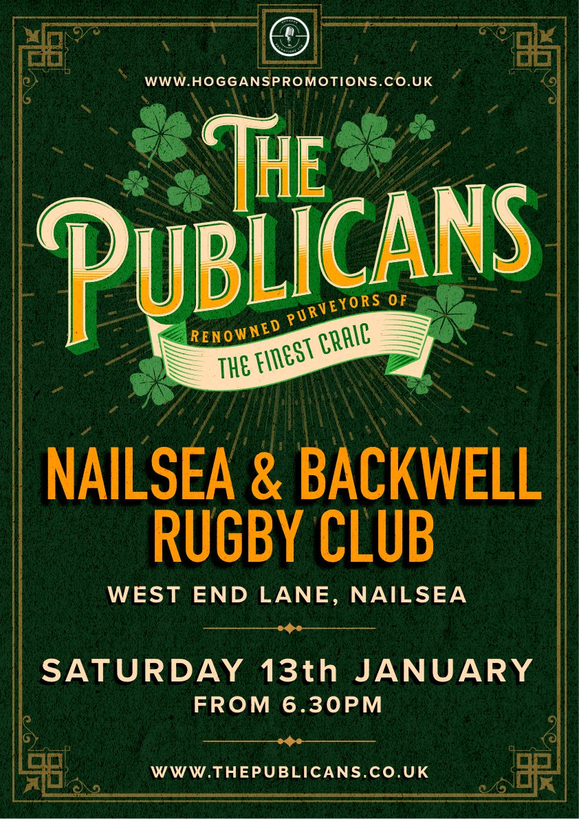 Thu_Publicans's tweet photo. For the first gig of the year, we're off to Nailsea and Backwell RFC and it should be a right old knees up. Brought to you by @HoggansP https://t.co/05IBPmwade