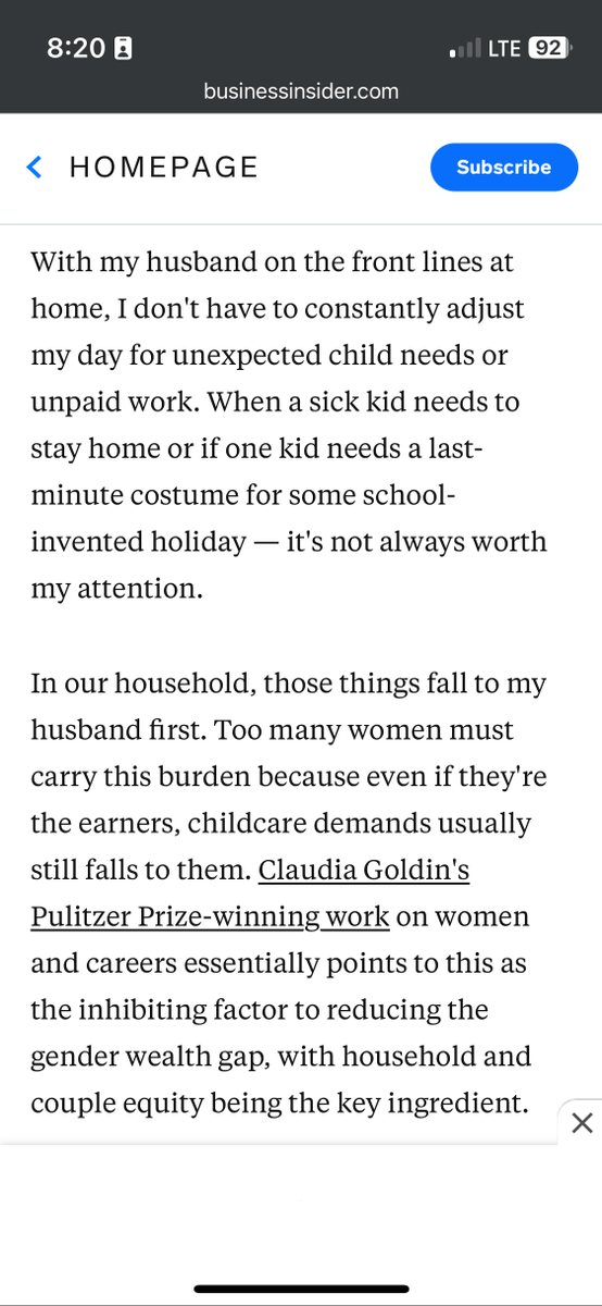 You are permitted to discuss the benefits of division of labor in a family only when it reverses traditional gender roles