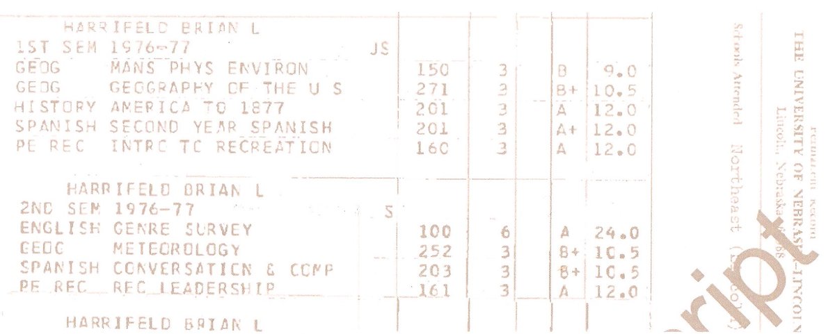 RunningManLNK's tweet image. My April 1977 ABBA report card from the second semester of my first year of college at the University of Nebraska, right around the time that Dancing Queen hit #1.  It had to be.
#ABBA #ABBAVoyage #abbathemuseum #officialabbafan