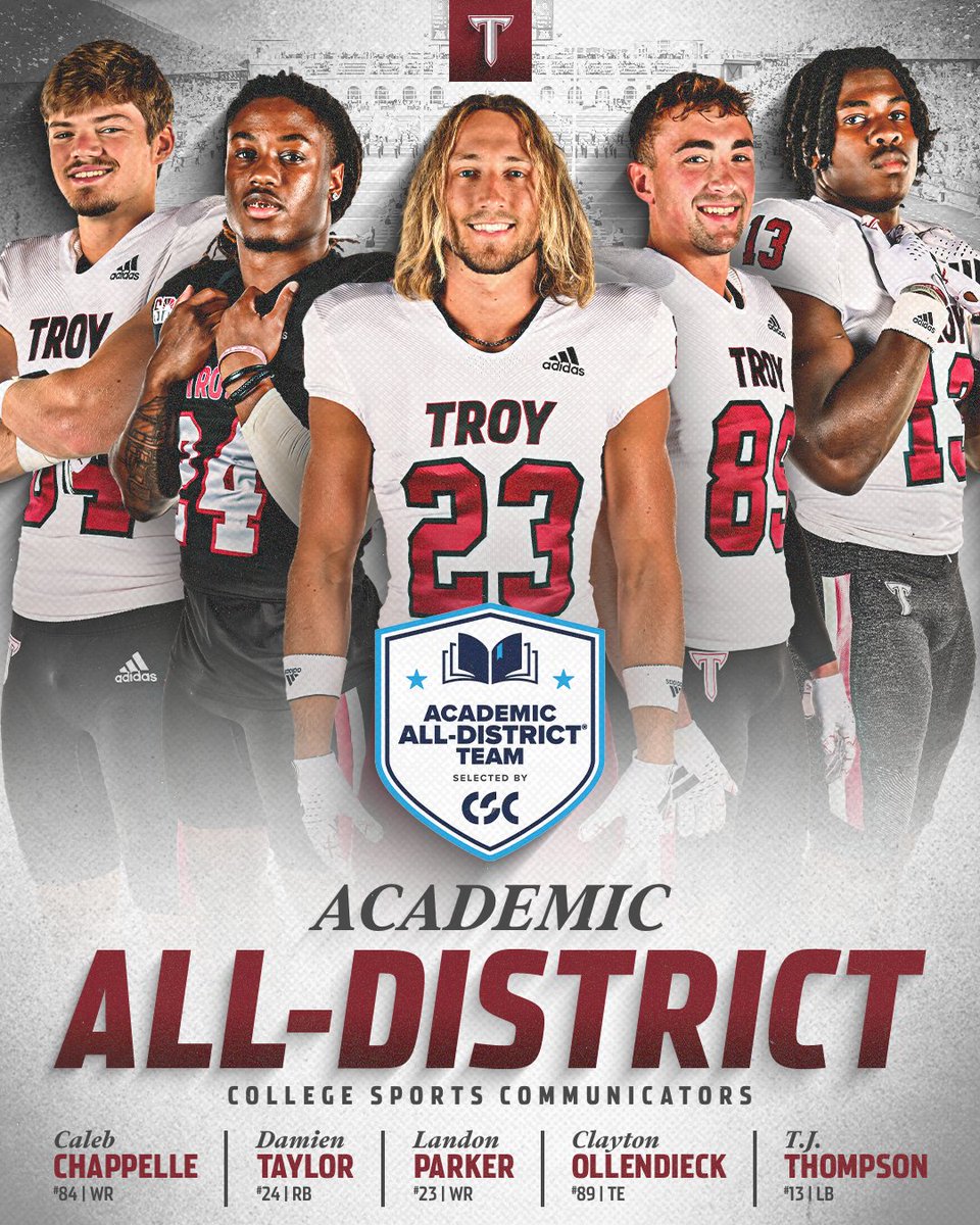 Getting it done in the classroom ... congrats to our CSC Academic All-District Team selections! #BattleReady | #OneTROY ⚔️🏈