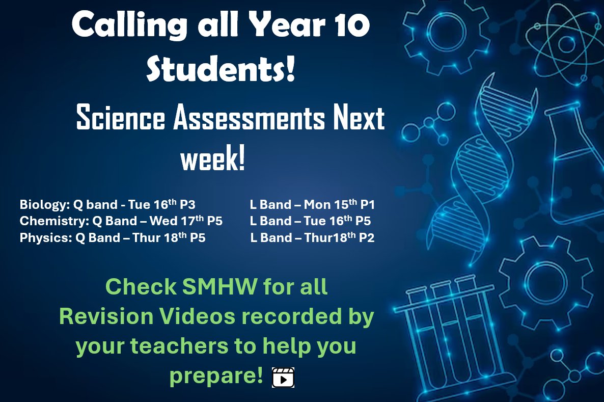 AshfieldSchool's tweet image. Year 10 Science revision materials are now live on SMHW for students to access in preparation for their assessments. Teachers have been working hard behind the scenes creating these fantastic resources! Please don&apos;t miss out!! #revisiontips