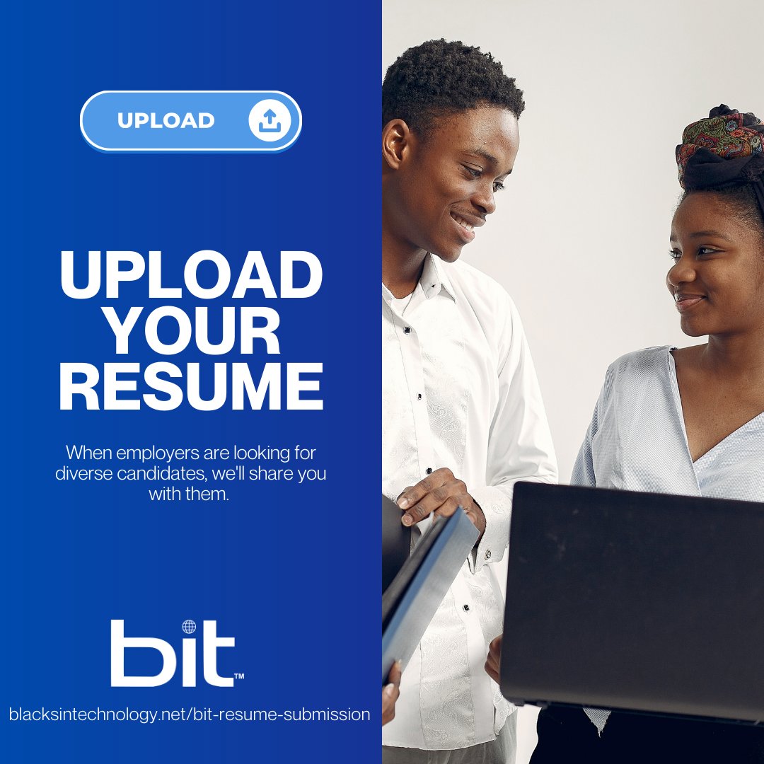 blkintechnology's tweet photo. Hey, BIT fam! If you’re in the market for a new tech role, our resume database is one place you want to get your uploaded to. When tech companies reach out, we’ll share. Visit https://t.co/eFe55wUVh9 #TechResumes #TechRoles #DEI #BlacksInTech #BITFoundation #CareersInTech https://t.co/jPZAmnSlaY