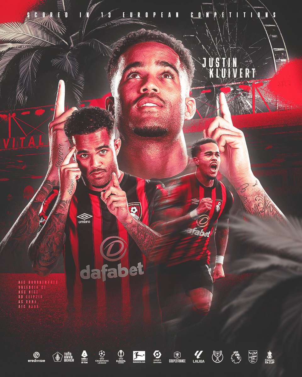 Making his mark in England 💫

@JustinKluivert has scored in all three domestic competitions this season, taking his total to 13 across Europe 🤯