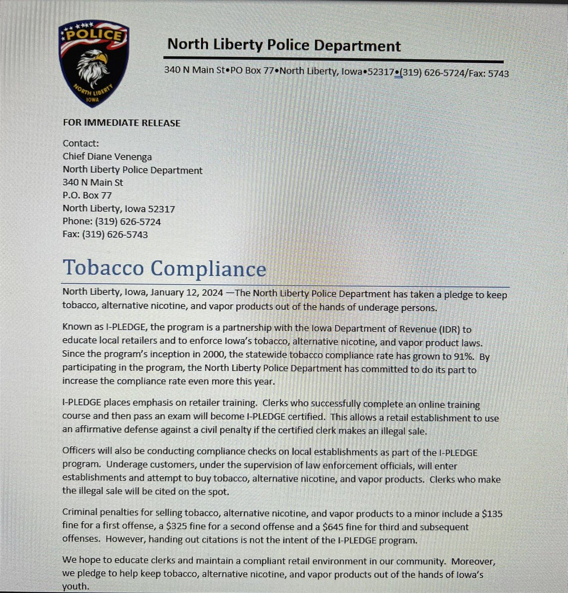North Liberty Police (@northlibertypd) on Twitter photo 