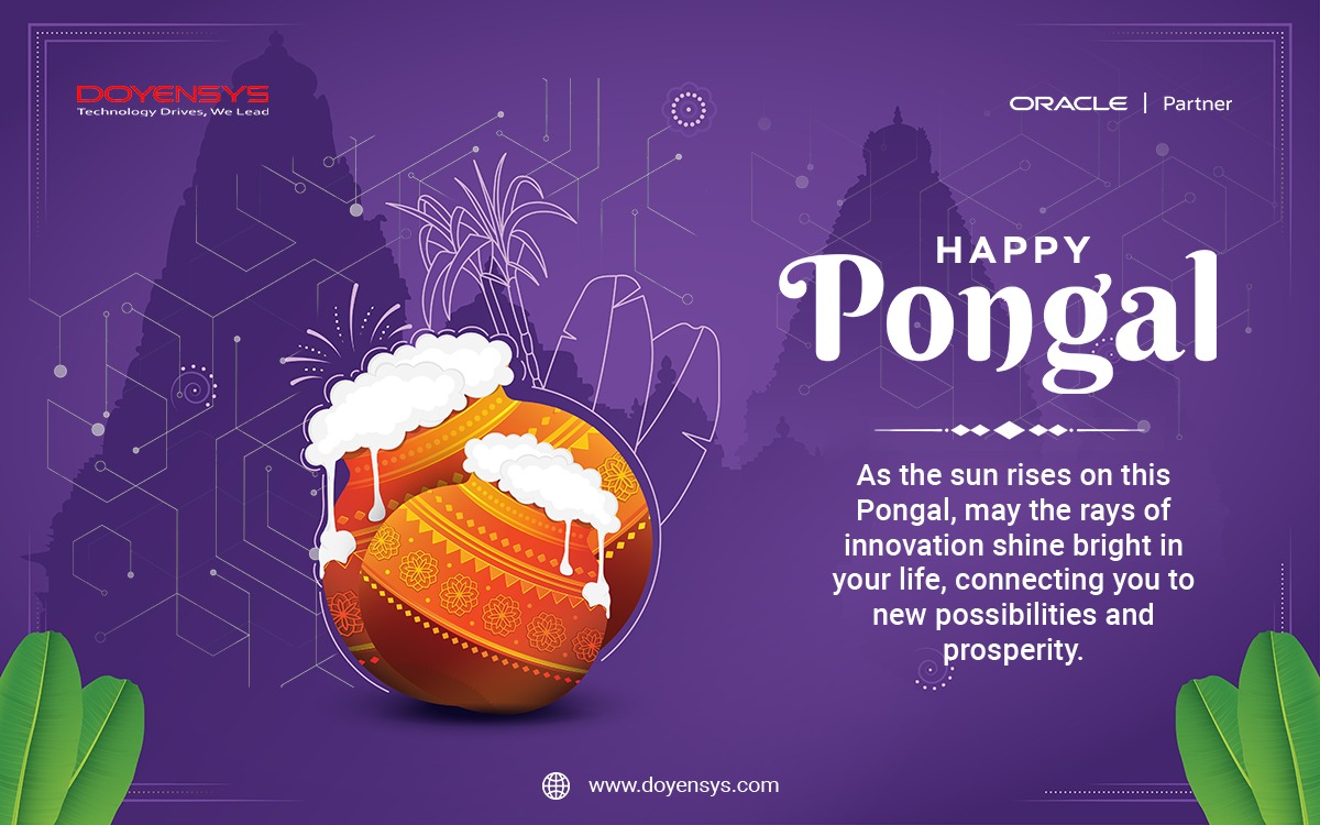 As the sun rises on this Pongal, may the rays of innovation shine bright in your life, connecting you to new possibilities and prosperity. Happy Pongal. #Pongal #Doyensys