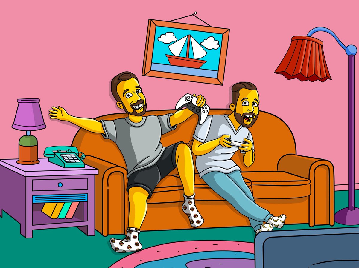 Portrait of friends playing Sony Play Station
#friends #man #SonyPlayStation #Simpsonsportrait #caricature #poster #portrait