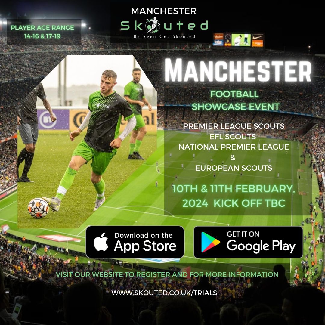 Sign up to the Skouted Manchester Football showcase event! 

Don't miss out on the opportunity to get noticed and scouted by professional football clubs. Sign up now and step into the spotlight!

skouted.co.uk/trials 

#Skouted #Football #Trial