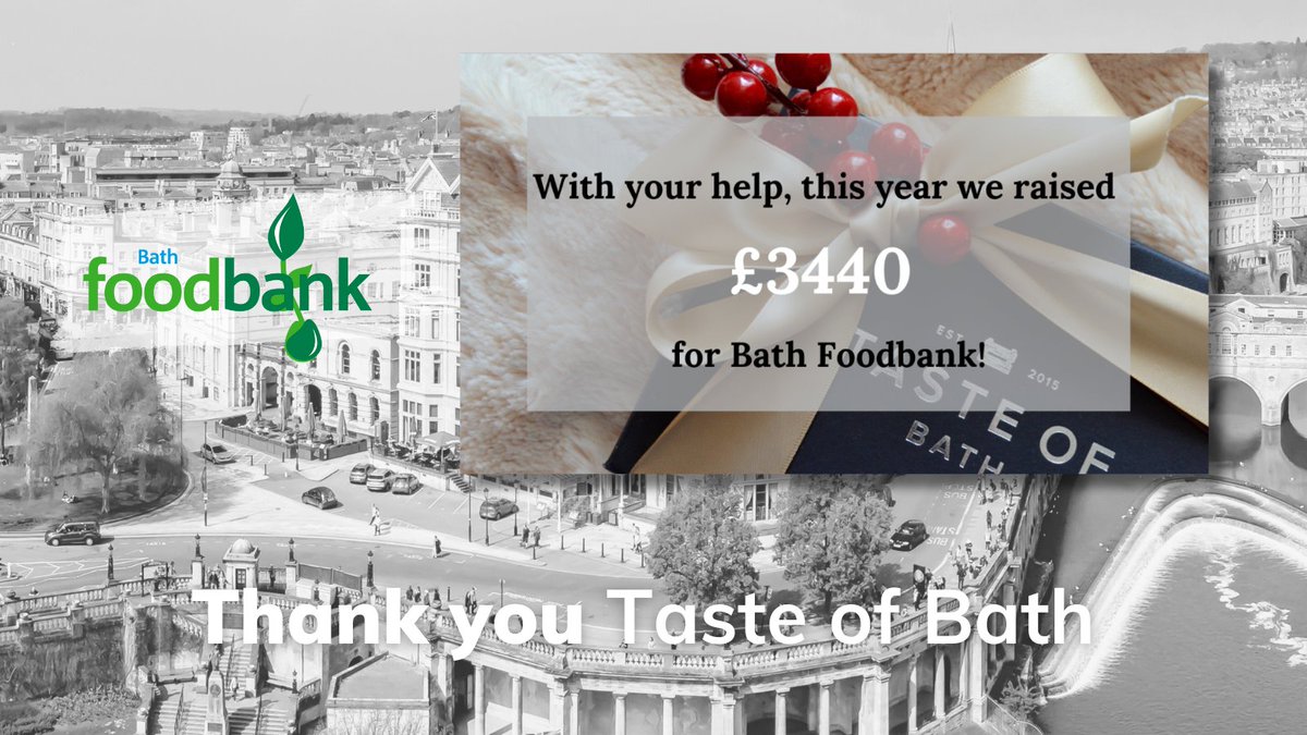 BathFoodbank's tweet photo. A huge thank you to Taste of Bath for their amazing support for Bath Foodbank in 2023. They have donated £1 for every hamper sold and in 2023 and this brings their total to £6994!

@tasteofbath @TheGenesisTrust

#Community #support #givebacktothecommunity https://t.co/xymk0uFpcg