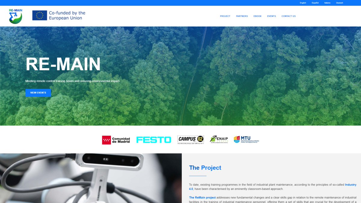 CMICE_Leganes's tweet photo. 💡🌍🤝 Haven't discovered the websiteof the European project RE-MAIN yet? We invite you to explore our website, where you'll find all the information 👩💻📈 about the European project, updates, events, project results... https://t.co/DjogKORa7c
#RemoteMaintenance #Innovation https://t.co/7EjLt7TIDc