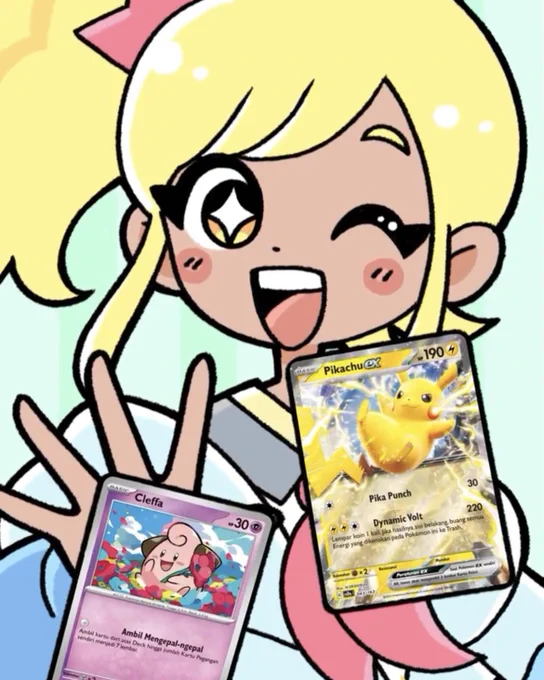 ポケモンカードゲームをテーマにした動画、第3話が公開されました🙌 
イラストを担当しています。
アイテムをうまく使うとこんなにカッコいい技が…!!
(動画はインドネシア版です🎥)
https://t.co/1Z7ezmpky4 
