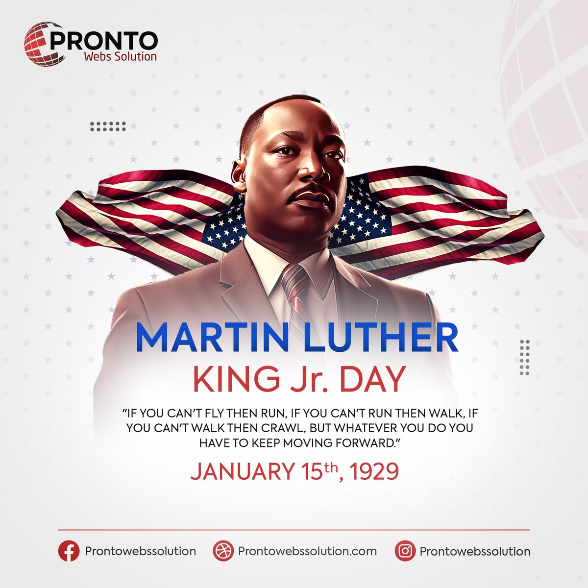 PWebsSolution's tweet image. Honoring a legacy that echoes through history, inspiring us to embrace unity, justice, and the enduring dream of a better world.

#MLKDay #DreamBig #ProntoWebsSolution