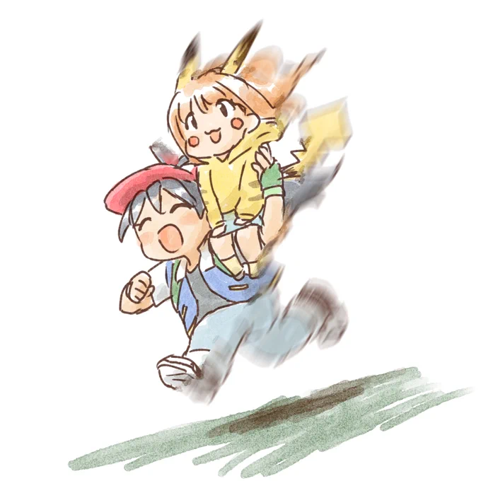 この間スーパーのレジ待ちしてたら前に並んでた少年がポケモンマスターになりそうな手袋してたなって思い出しながら描いたひびやよ 
