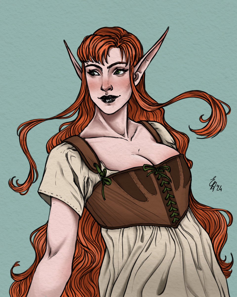 demaerys's tweet photo. Colored sketch of my Shaeryen the Druid, who came back to a simple life after saving the kingdom 🧝🏻‍♀️✨

#dnd #dungeonsanddragons #fantasy #elf #fantasyart https://t.co/OhGwWh89sV
