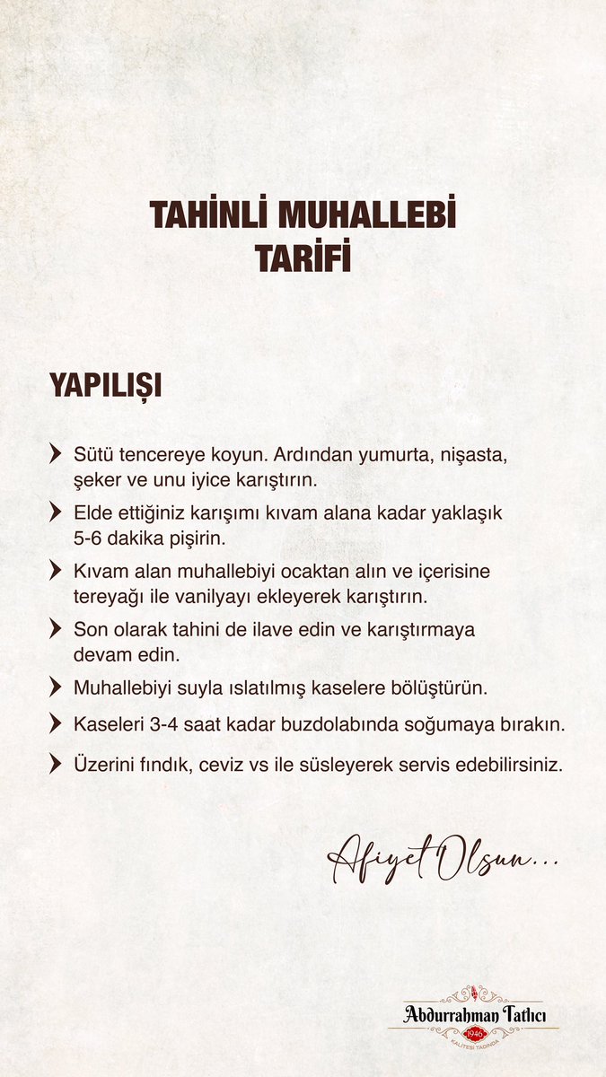 Tahinli Muhallebi Tarifi

helvaburada.com 

#abdurrahmantatlıcı #helva #tahin #muhallebi #tarif
