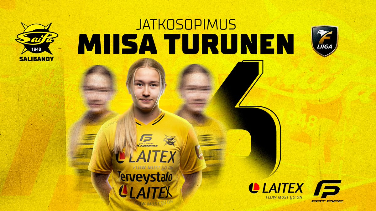 SaiPaSB's tweet photo. MIISA TURUSELLE JATKOSOPIMUS - "Täällä on hyvä ympäristö pelata ja kehittyä"💛🖤
Lue koko juttu https://t.co/uFHwrsJY7g 📝
#saipasb #ylpeästikeltamusta #salibandy #fliiga #laitex #fatpipe @FatPipeFactory https://t.co/6vwXHlqcJ9