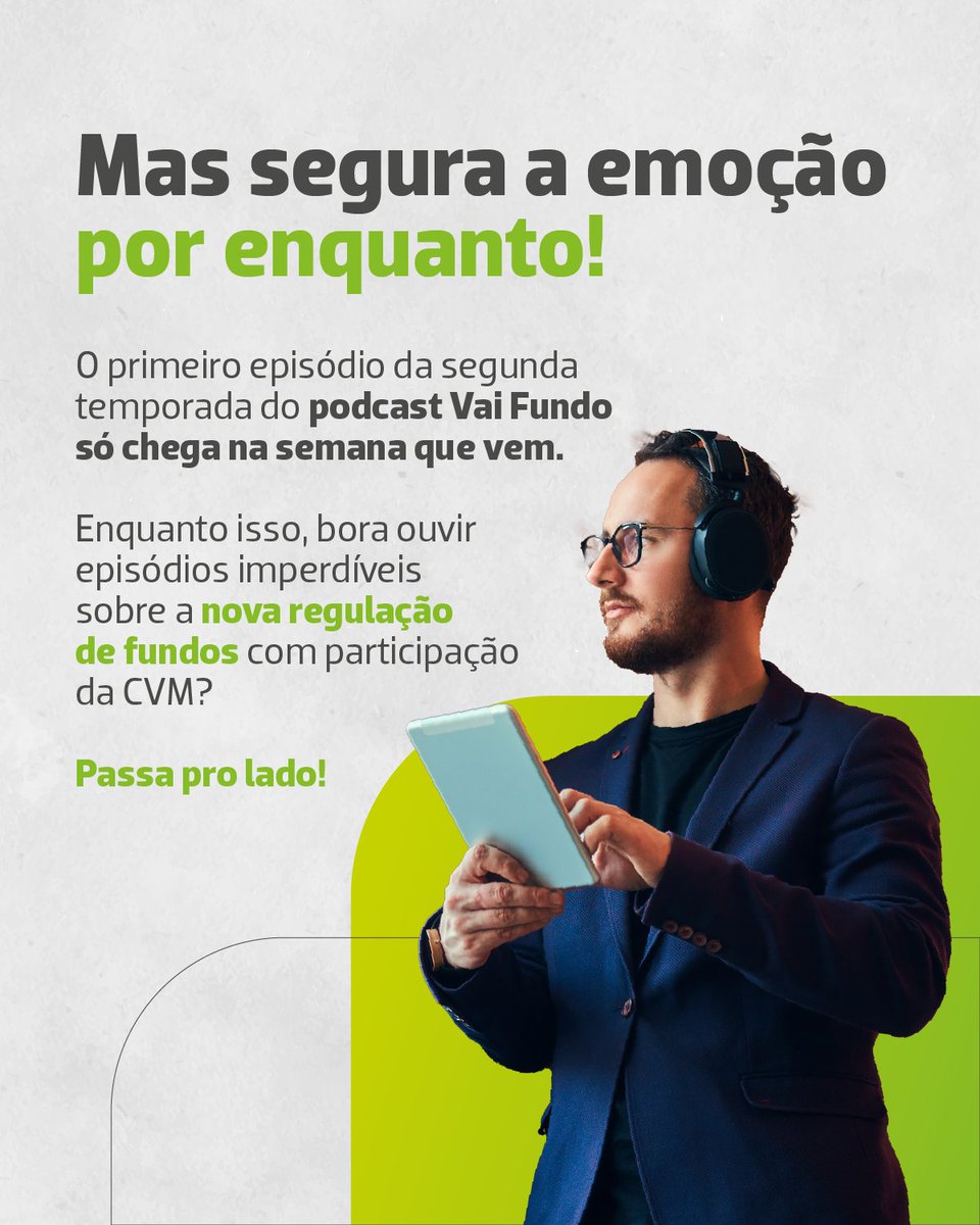 ANBIMA_BR's tweet photo. Semana que vem o podcast #VaiFundo estará de cara nova! Vamos retomar as entrevistas com grandes nomes do mercado sobre os temas mais quentes da indústria de fundos com energias renovadas! Enquanto isso, ouça alguns episódios imperdíveis do ano passado: https://t.co/IHOBiejsX4 https://t.co/Va4EDh6iO3