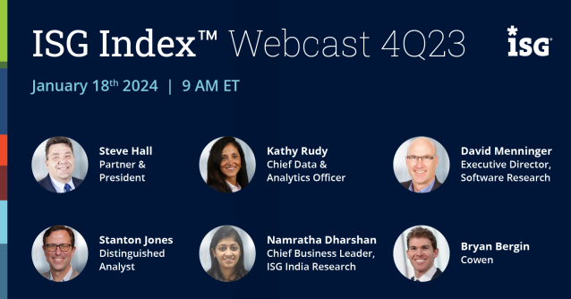 MoniKrish24's tweet photo. Don't miss the fourth-quarter 2023 #ISGIndex quarterly webcast on January 18 for an up-to-date view into demand, pricing, talent and provider landscapes across the global IT and business services sector. https://t.co/4nlR42sREI https://t.co/Cpe40aJyso