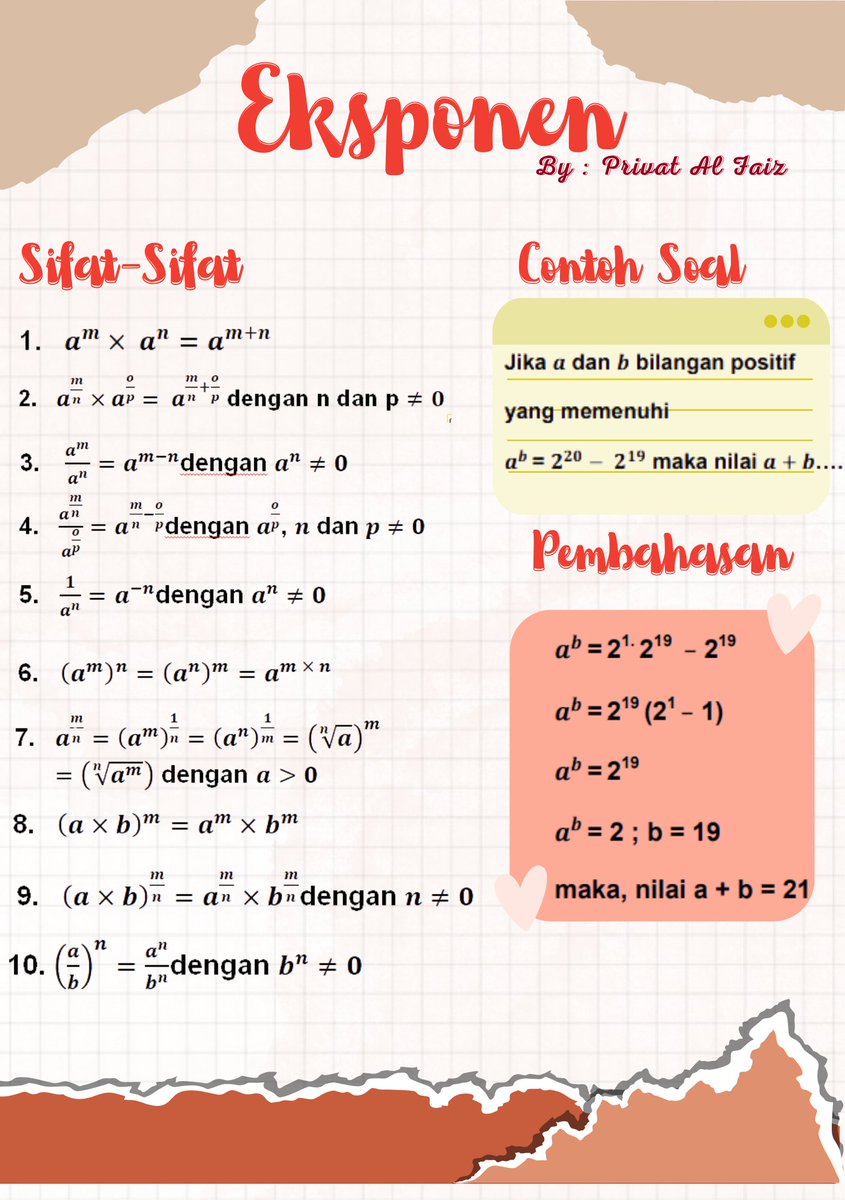 Privatalfaiz's tweet photo. Halo Pejuang PTN 2024!
Aku punya catatan materi PK - EKSPONEN

Jangan lupa disimpan untuk nambah catatan kamu. Semoga bermanfaat yaa, semangat!! https://t.co/77koOLtlVu