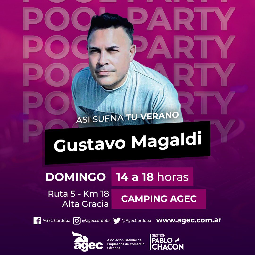 Te esperamos todos los Domingos de Enero y Febrero 2024 en la #poolparty Ozono en el camping de @ageccordoba con dj <a href="/gustavomagaldi/">Gustavo Magaldi</a> #ozonoradioshow 🖥️ radiopresencia.com.ar

➡️agec.com.ar

#SomosNoticias  #somosmusica
#SomosPresencia 
#laradiodelosexitos