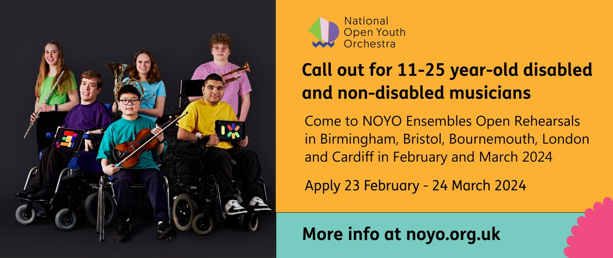 🎶📢Please share this opportunity for young people to develop their musical skills within an inclusive orchestral environment. NOYO Ensembles are run regionally with our amazing partners tagged.  No requirement to read music or to have taken graded exams #AllAboutMusicalPotential