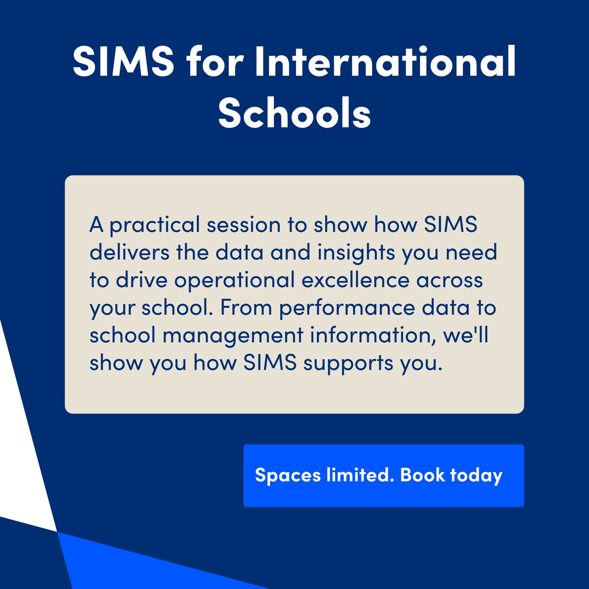 SIMS_ESS's tweet photo. Optimise operational efficiency and powerful SIMS Next Gen features that cater to the needs of schools internationally.

Join us at @Bett_show for SIMS for International Schools in Galleries Suite SG25 on 26 January 12:30pm.

Register now: https://t.co/GDHclvv121 https://t.co/CUOSKqgPaz