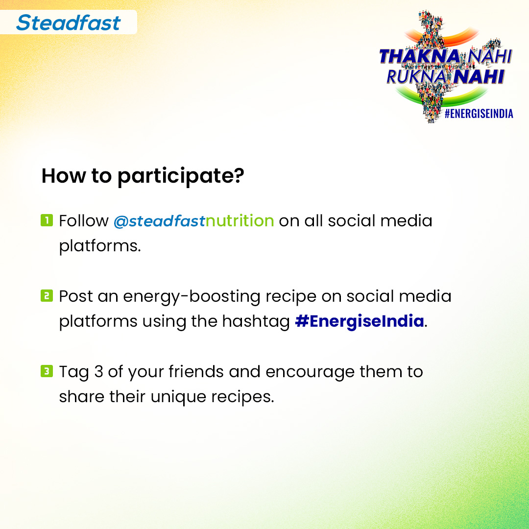 sn_premium's tweet image. 🚨#ContestAlert 🚨

We're on the lookout for your most energising, soul-soothing recipes that light up the room! 

Share your recipes now! 🇮🇳 👨‍🍳 👩‍🍳 

#SteadfastNutrition #RecipeContest #EnergiseIndia #EnergyBoosting #Snergy #Recipeshare #ContestAlertIndia #Contest #Nutrition