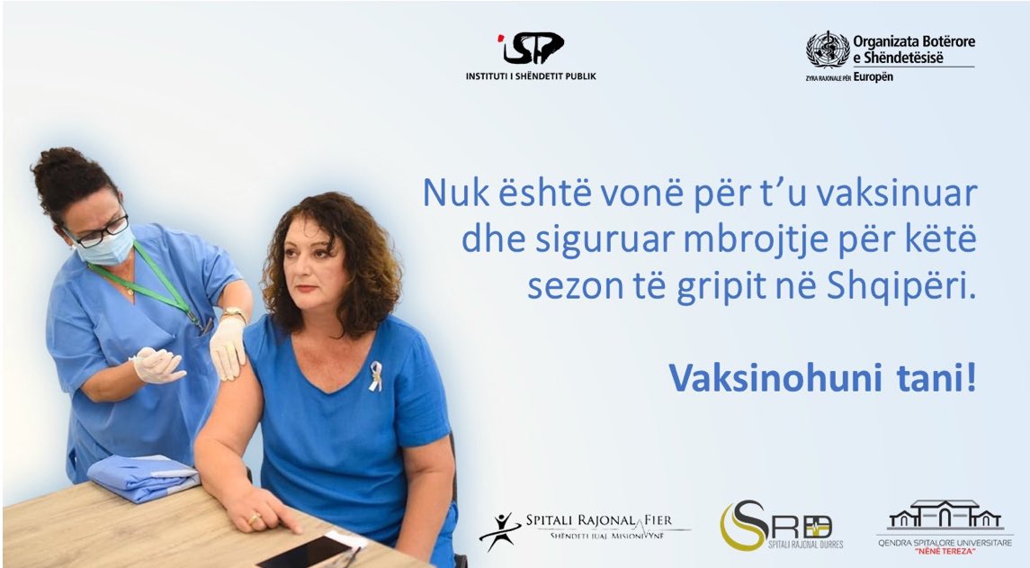 SpitaliD's tweet photo. AZUAR NË EVIDENCA: Survejanca për gripin (FluID) e OBSH-ës monitoron vazhdimisht rastet e gripit, edhe të dhënat e Shqipërisë janë të disponueshme aty.
 
#GodasimGripin
#VaksintVeprojnë
#VaksinatShpëtojnëJetë https://t.co/nQvfPNHUvb