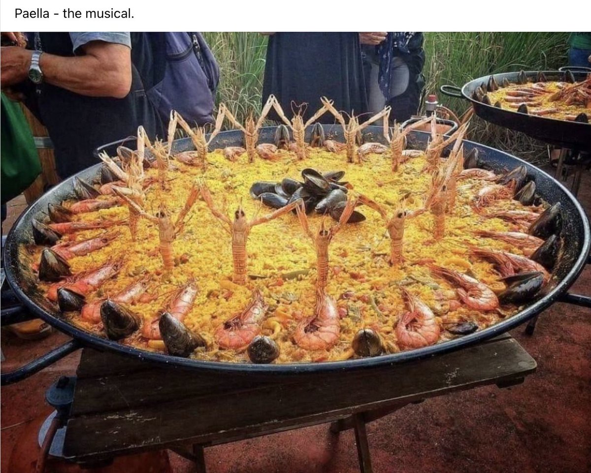 #riteofspring #folkdance #dinner #paella #paellalovers #shrimp #dancing #seafood #seafoodlovers #fancyfood #artfulfood #captions #captionplus #captionplease