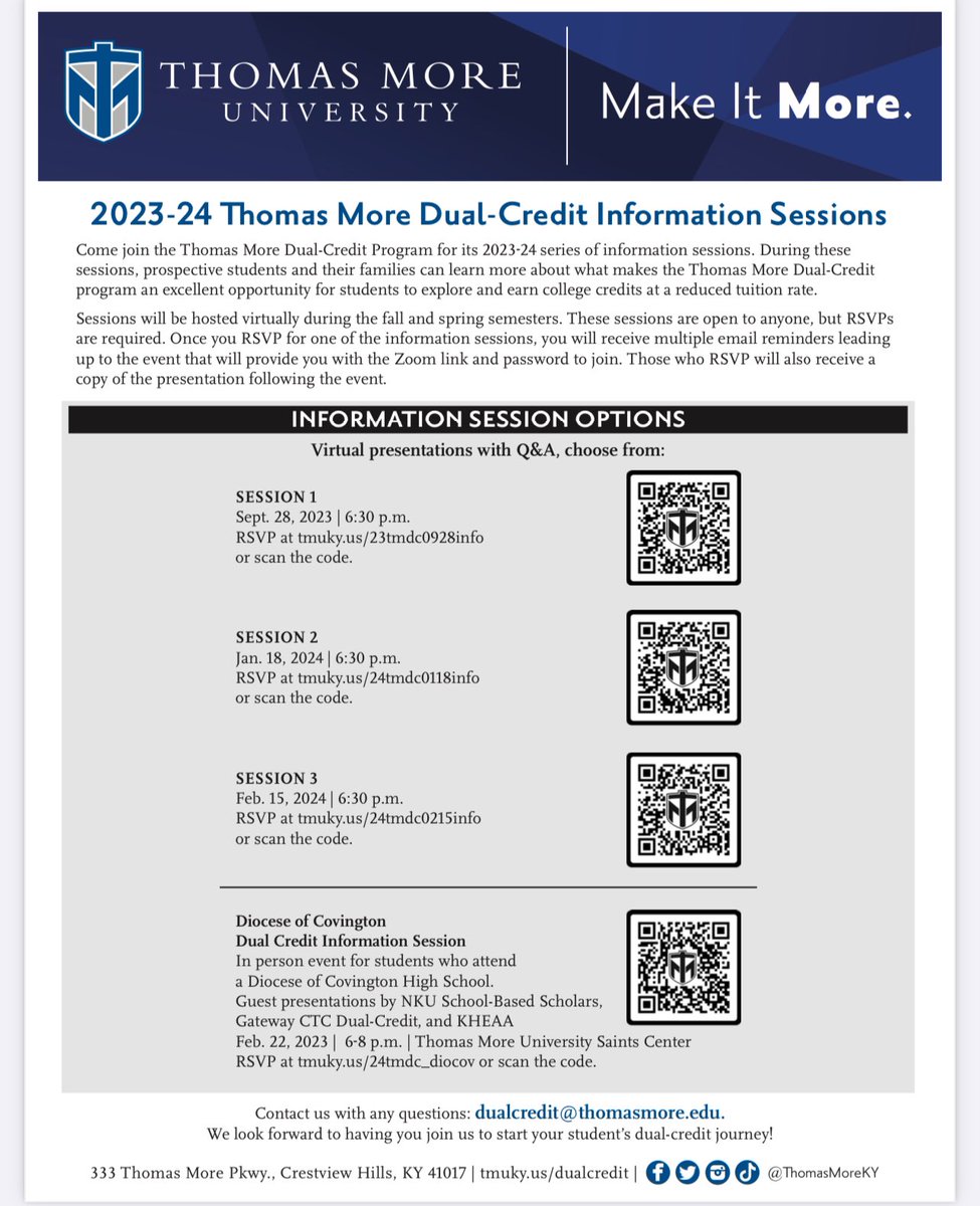 Thomas More Dual Credit Information