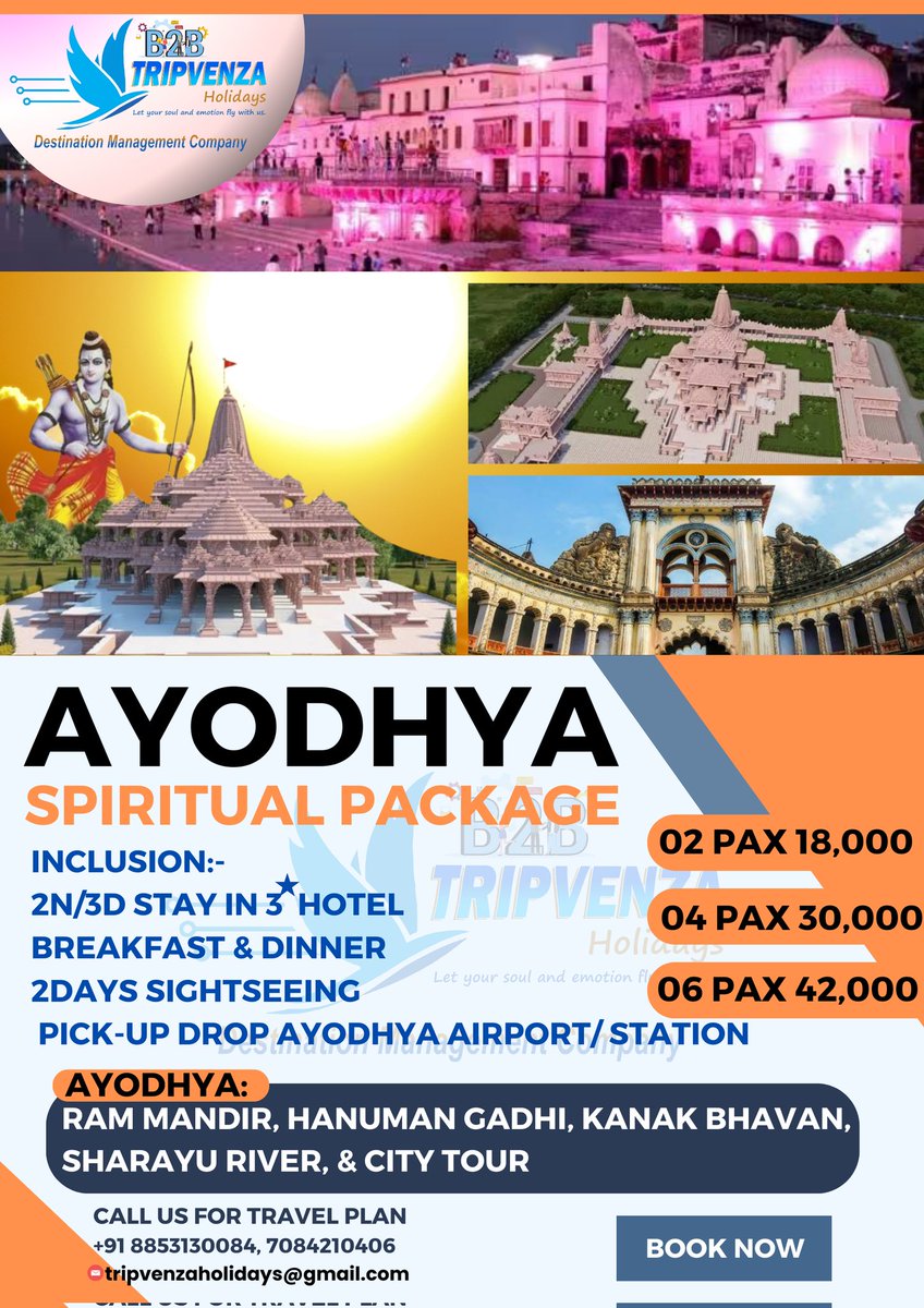 PindariShakib's tweet photo. Book a Spiritual Journey with us,
Contact us for Best and Authentic Package's.
#RamMandirPranPratishta #AyodhyaSriRamTemple #RamMandir #AyodhyaDham 
#travelwithus #TravelTheWorld https://t.co/w4Tx6bj4XA