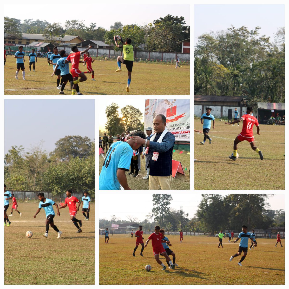 Spearcorps's tweet photo. #Spearcorps, #IndianArmy organized a Football Tournament under #OperationSadbhavna for the youth of Dangri Kumar Gaon at the Titlagarh Sports Complex in Charaideo district, #Assam, from   8 - 11 Jan 24. 
Aimed at promoting the culture of sports amongst the youth, the event witnessed the enthusiastic participation of eight teams, among which Lachit FC emerged as the champions.

@adgpi
@easterncomd
@mygovassam