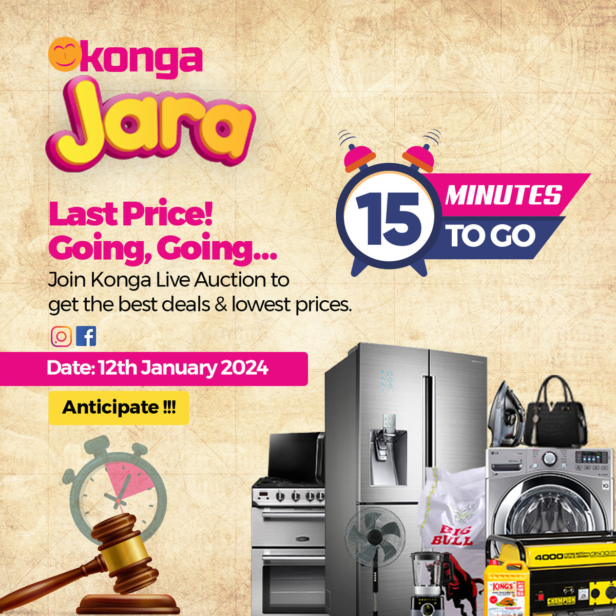 ShopKonga's tweet photo. Are you ready? 🔉🔉 We have just 15 minutes to our Live Auction!!!

Turn on your post notifications and prepare to bid for your favorite items at the best prices.

#Kongajara #Jara2023 #kongaliveauction #Konga https://t.co/9jVQhm0uRj