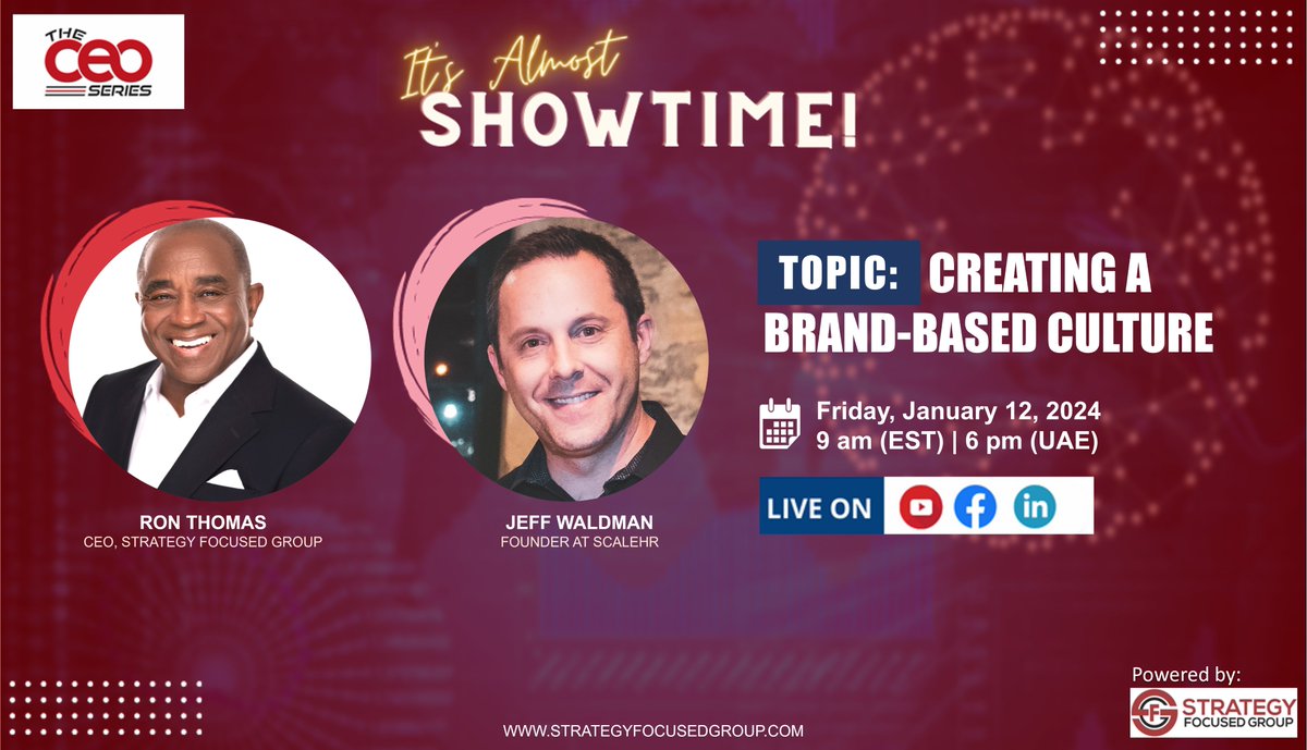 local_finda's tweet image. ALMOST SHOWTIME!

It is our first Live episode of the year 2024!

This first episode will feature Jeff Waldman, the founder of ScaleHR. 
In this episode, he will discuss the strategy behind creating a brand-based culture.

#ceoseries  #brandbuilding @JeffWaldmanHR