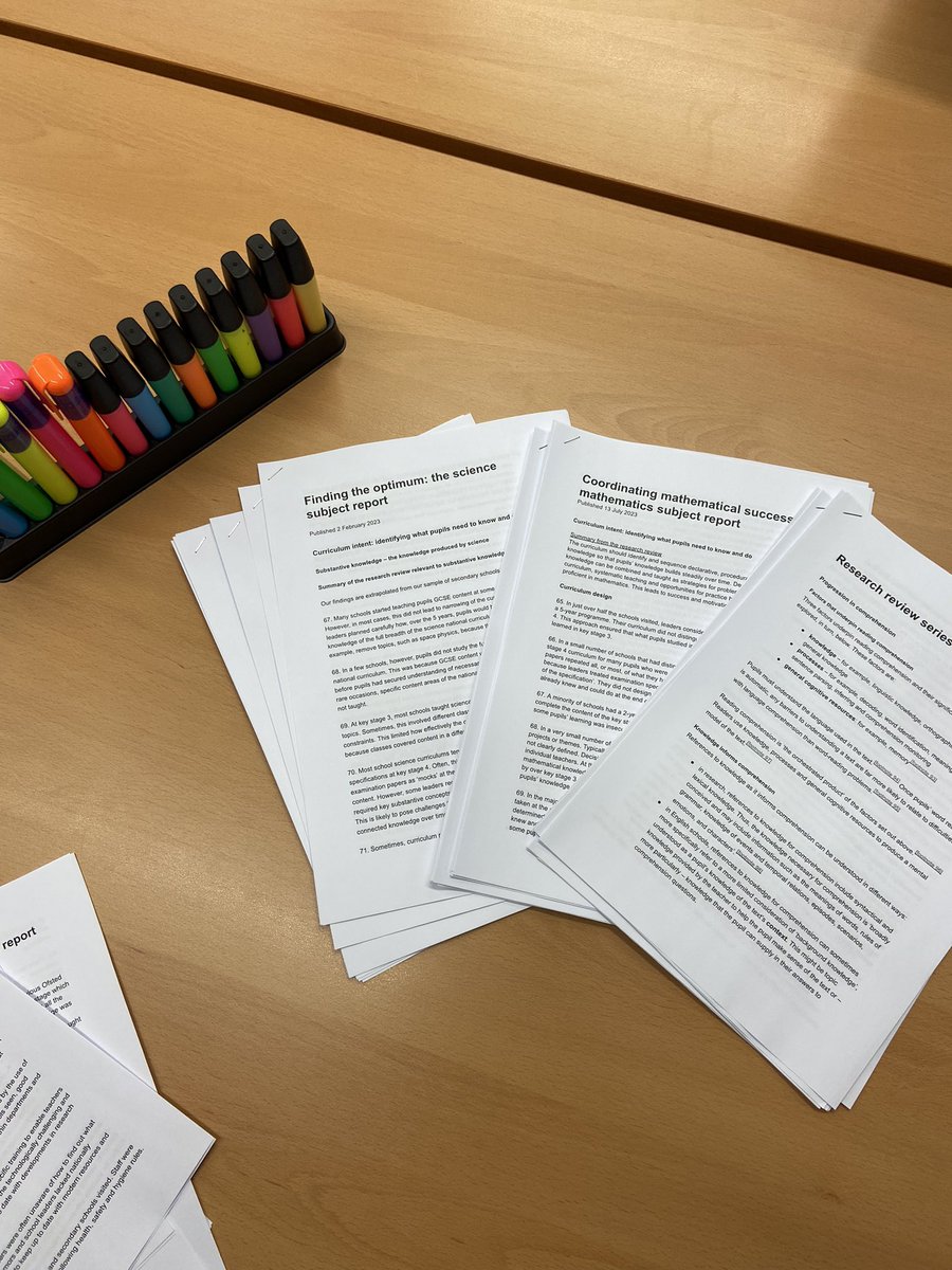 As part of our TLC session this morning, trainees and I scrutinised the Ofsted subject reports for our subject areas. We evaluated our departments’ curriculum against the recommendations from the research - all ready to feedback to mentors. Leaders in training!