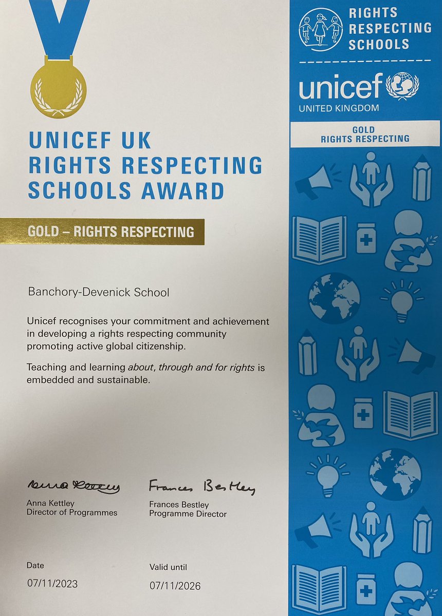 BanDevPS's tweet photo. Delighted to announce that we have just achieved our Gold Rights Respecting Schools accreditation. Thank you and well done to all the pupils and staff for their hard work and to the parents who came to speak on our behalf. @jencprice @pupilvoice https://t.co/xtnp4Mbzul