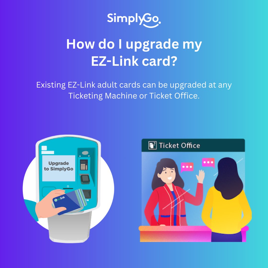 LTAsg's tweet photo. 🤔 Wondering if you need to upgrade your card to #SimplyGo? Read on to find out!
#DoYouKnow that you can just upgrade your existing EZ-Link adult card (if it has no SimplyGo logo) and there’s no need to obtain a new one? #NowYouKnow https://t.co/MauwdJjIPq