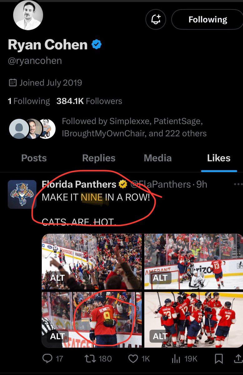 RC’s recent like.  “9” in a row…Bennett is number “9”…We are class “9”. We are winning   $BBBY 🙏🏻