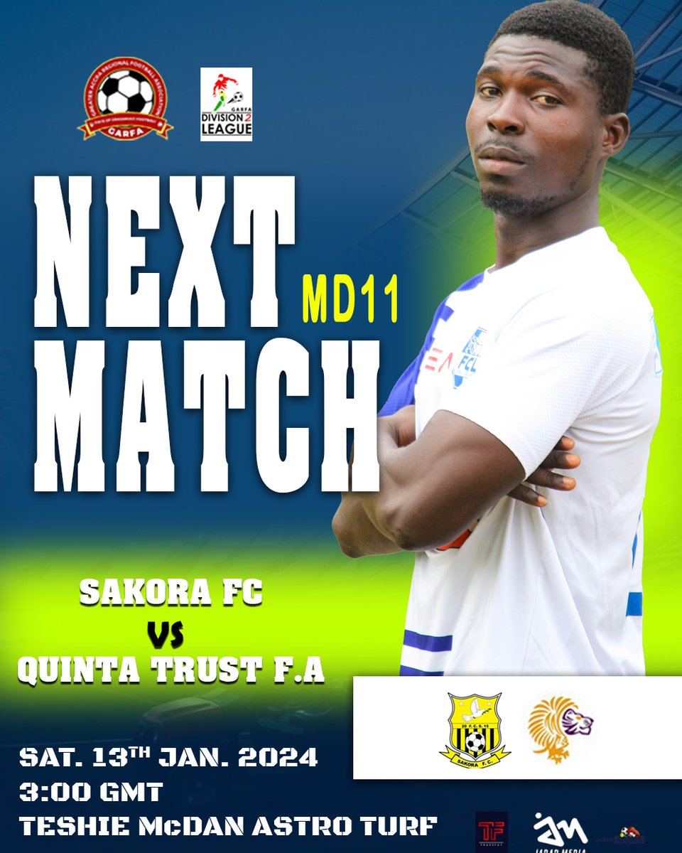 _QuintaTrust's tweet photo. π’ U P N E X T π
β‘M A T C H D A Y 1οΈβ£1οΈβ£β‘π¦π¦
πππ€π΅
π GARFA DIVISION II LEAGUE
π Sakora FC
π SATURDAY, January 13 , 2024
π 3pm
βοΈ Weather
ποΈ Teshie McDan Astro Turf π
#LetsGoGriffins π₯πβ½ #ReBirthSzn
#Development #Winning #PurposeDriven
#WeAreQuintaTrust https://t.co/z7ty5v1zYm