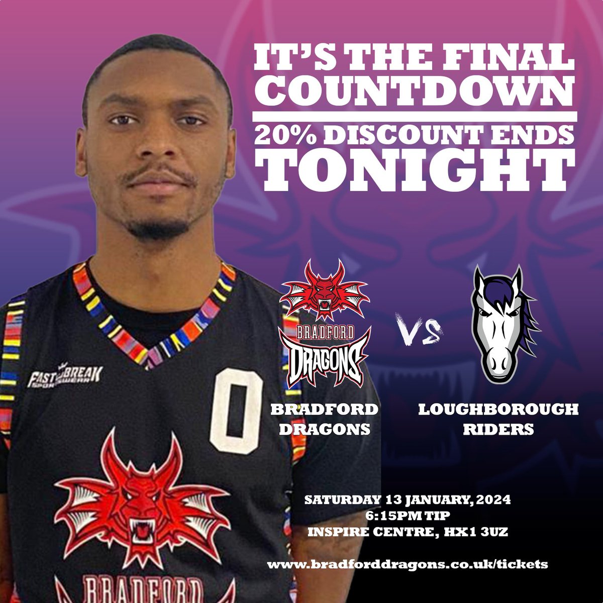 Today is your final opportunity to take advantage of our 20% early bird discount on tickets for tomorrow’s game. Don’t miss out, book now. #bradforddragons #basketball #oneclubonefamily #nbl2324