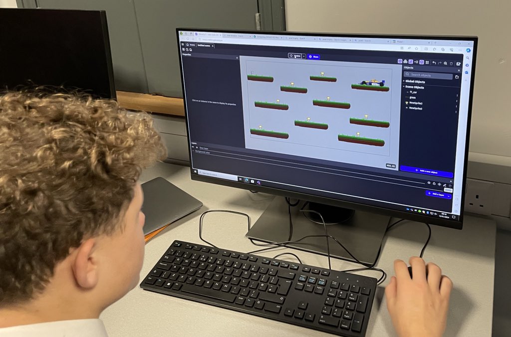 Sedbergh_CS's tweet photo. Year 9 worked on collision masks and checking the z order for their @GDevelopApp games today. Lots of interesting ideas from ghosts avoiding pumpkins to sheep searching for hay. @Sed_Academic https://t.co/VtpwujZ8nr