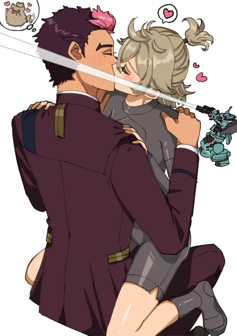 今日のグエフェル  (グエフェル/落書き) 身長差がありすぎてフェルシーちゃんは屈んでもらうか上に乗らないと自分からキスできない。