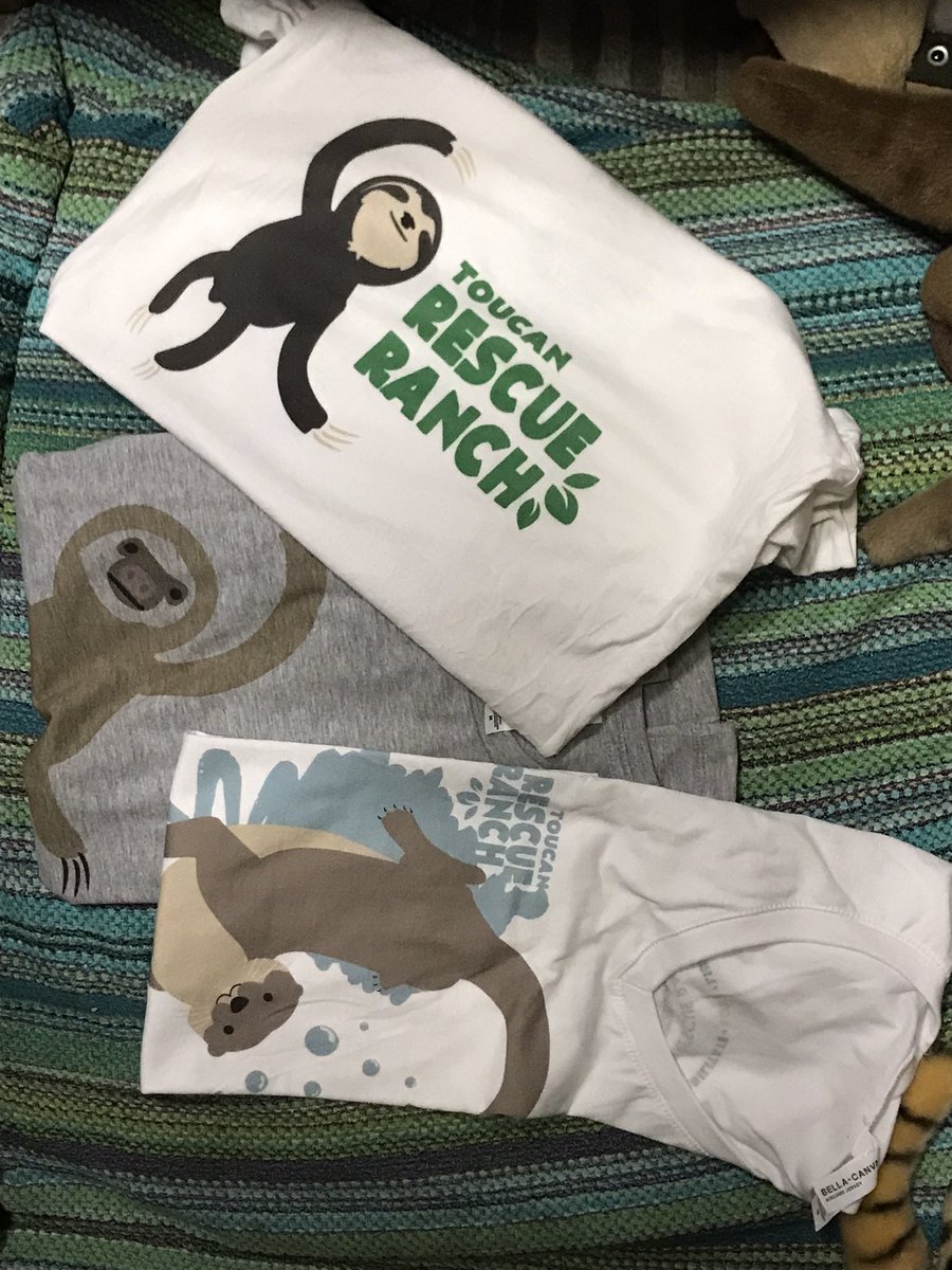 #TOUCANRESCUERANCH のTシャツが全部届いたー‼️
ミツユビ、フタユビ、カワウソ❤️
来週末に生ナマデビューでカワスイ行く時に着ていこう😆💕
#ナマケモノ
#カワウソ