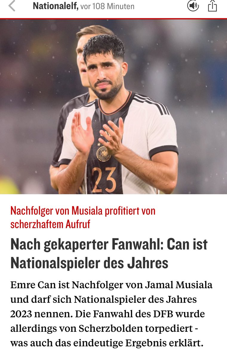 Getürktewahl als Schlagzeile wäre lustiger.. aber wohl nicht getraut wegen der Gefühle und so.. 😘
🇩🇪♥️🇹🇷

#dfb #emrecan #kicker #bundesliga