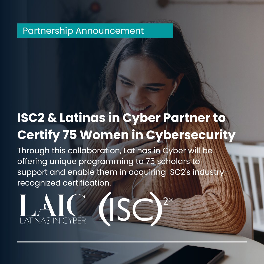 LatinasinCyber's tweet image. Latinas In Cyber has officially launched the ISC2 x Latinas in Cyber Certified in Cybersecurity Program! 

Join our amazing program leads on 1/25 at 7PM EST to learn more about the program and how you can apply!

#LatinasInCyber #ISC2 #CybersecurityCertification #LAIC