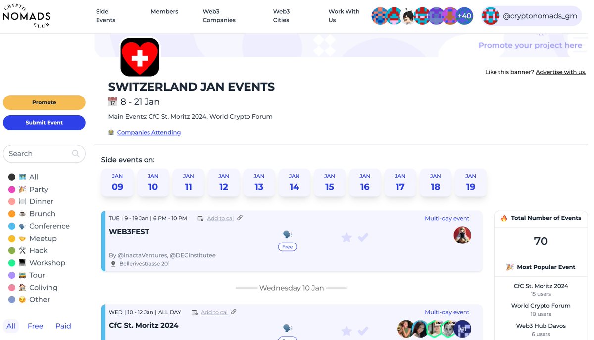 CryptoNomads_gm's tweet photo. Almost 100 events are happening in the Swiss mountains this week during @CFCstmoritz &amp; @wef ⛷

Who’s in town? https://t.co/MrR0MGYILQ https://t.co/OsHjUCBUjQ