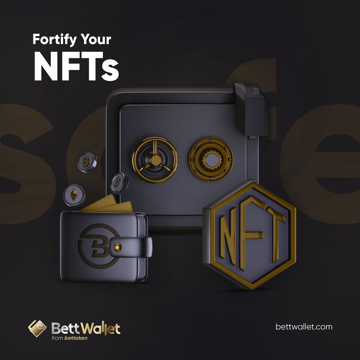 bettwallet's tweet photo. Secure your digital treasures with BettWallet. Our platform not only safeguards your cryptocurrencies but also provides a fortified haven for your NFT collections. Enter the new era of asset management with https://t.co/XC9ftdNRYS. 

#BettWallet #NFT #CryptoSecurity https://t.co/CRABLYRKep