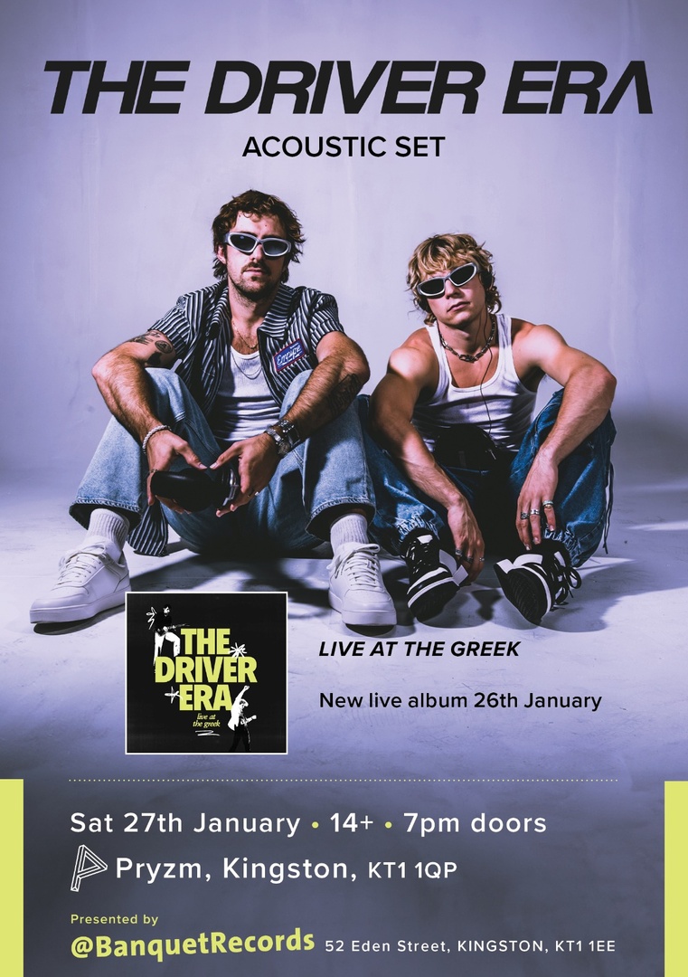 thedriverera's tweet photo. UK! Super stoked to be coming your way for a special signing event for our new live album Live at The Greek with an acoustic set at @pryzm_kingston, presented by @banquetrecords.

Tickets on sale now: https://t.co/8pVRvXCUUX https://t.co/7WMiv1SuBQ