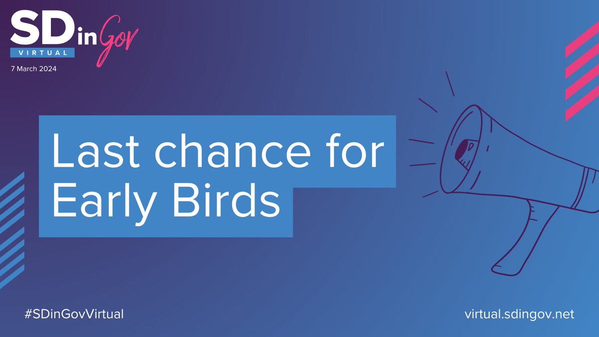 SDinGov's tweet image. Early Bird Tickets end tonight at midnight for SDinGov: Virtual 

Experience all the benefits of SDinGov's in-person events, virtually.

Get your tickets today to secure the best possible price: bit.ly/3soR6U4

#servicedesign #SDinGov #civictechnology