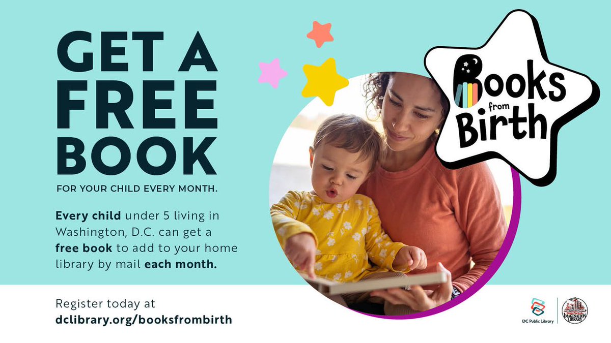 dcpl's tweet photo. All children in D.C. have the incredible opportunity to receive a free book every month starting from birth until they turn five. Let's build a love for reading together! 📚#BooksFromBirth
Learn more: https://t.co/dNJIsYXBTW https://t.co/ztR8absOXp
